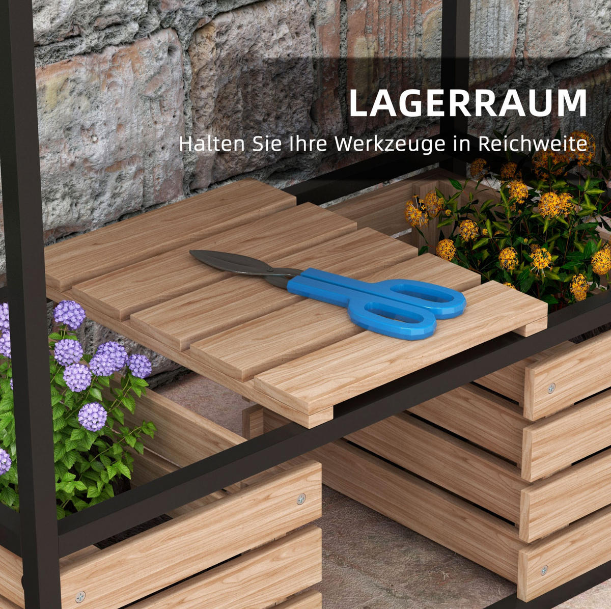 BLUMENKASTEN aus lackiertem Fichtenholz 83x39x100cm in Braun - Braun, Metall (39/100/83cm) - Modfu