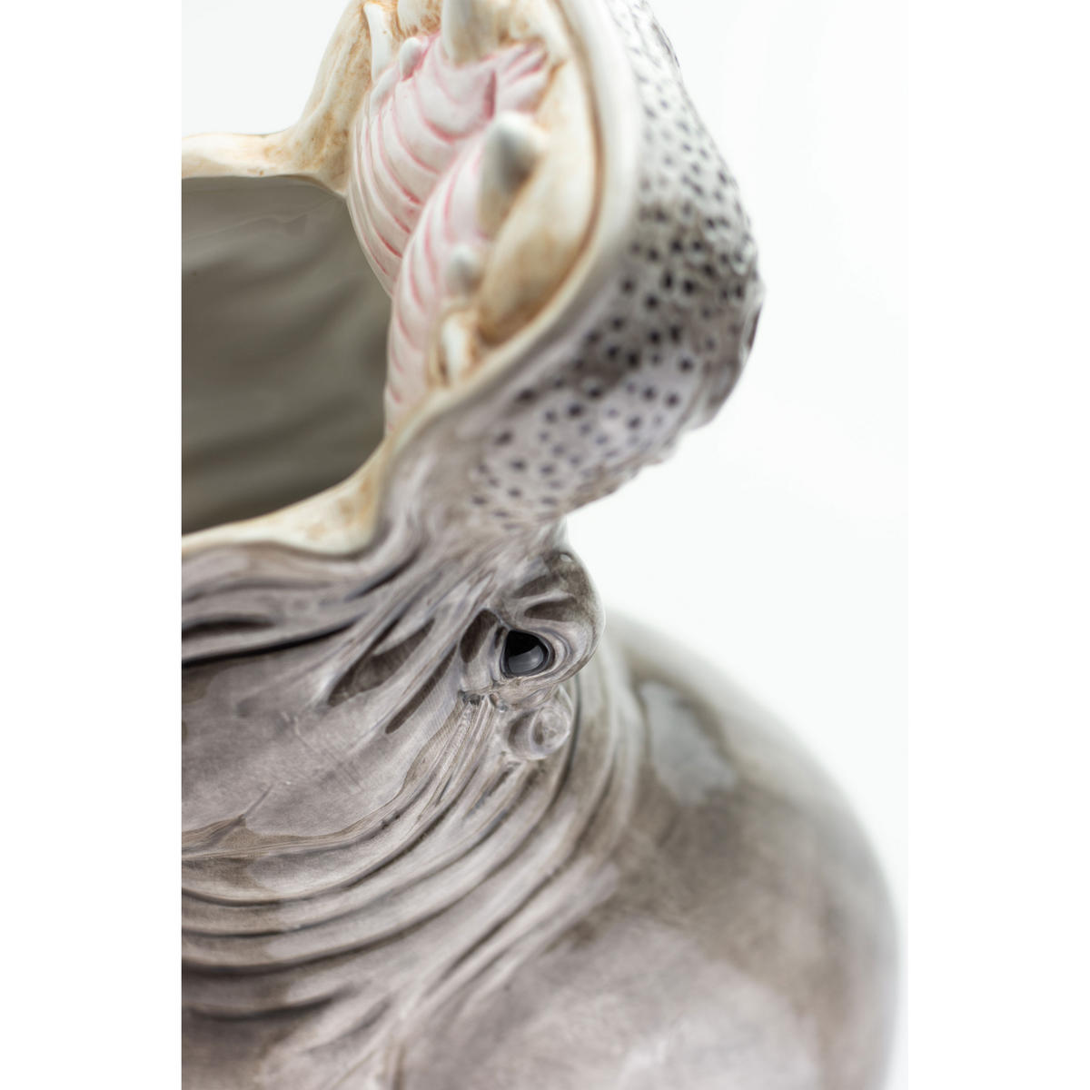 BLUMENVASE Big Hungry Hippos, Dolomit, Grau, 23 x 19 x 42 cm - Grau, Keramik (42cm) - Donkey Products