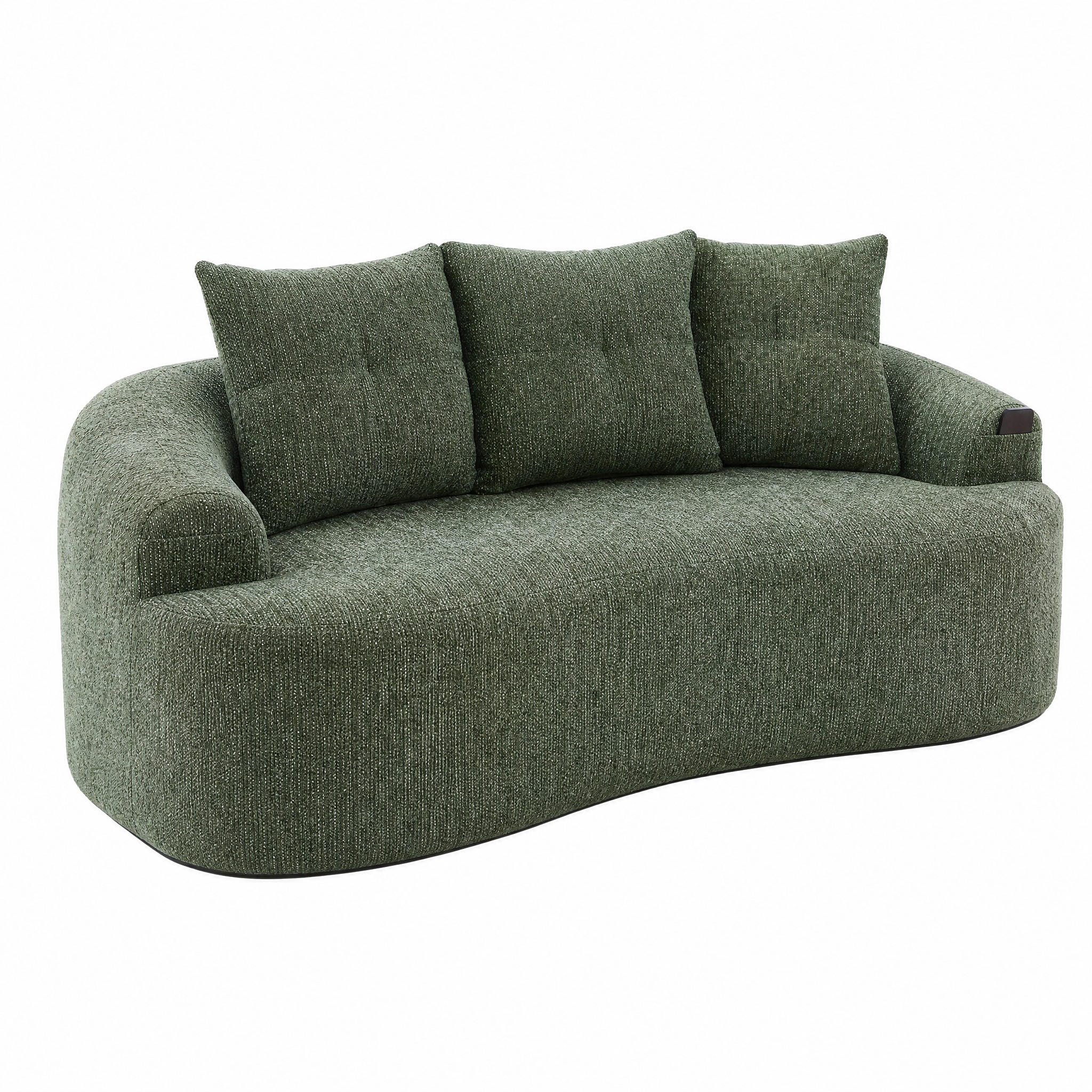 ZWEISITZERSOFA Chenille Grün 164 x 92 x 60 cm - Grün, Holzwerkstoff (164/64/92cm) - Meubliv