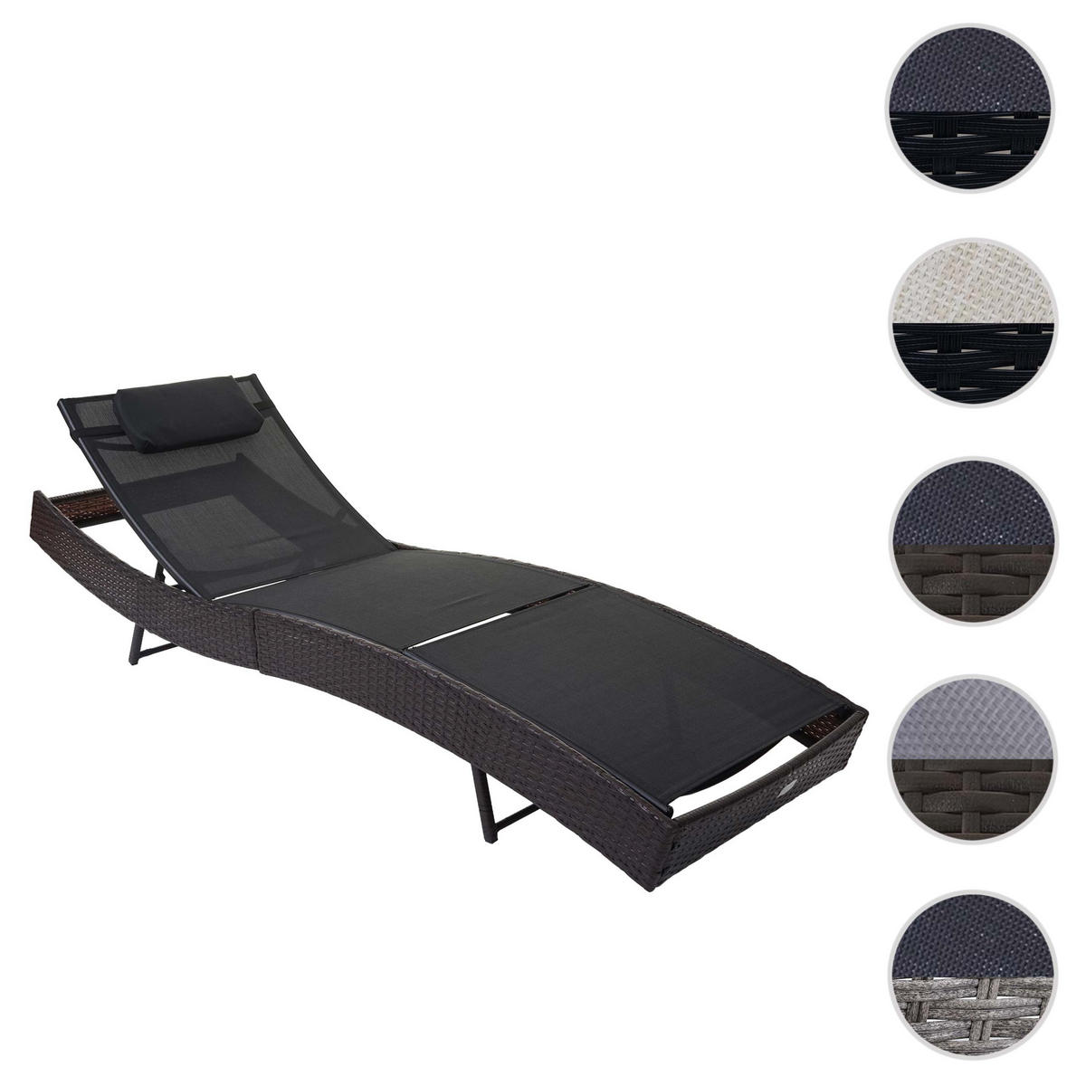 SONNENLIEGE Braun, Schwarz - Schwarz/Braun, Kunststoff (70/88/220cm) - MCW