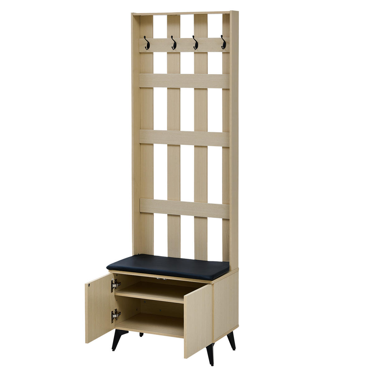GARDEROBE mit Sitzbank und 4 Haken im modernen Design - Ahornfarben, Holzwerkstoff (35/179.5/60cm) - Korfee