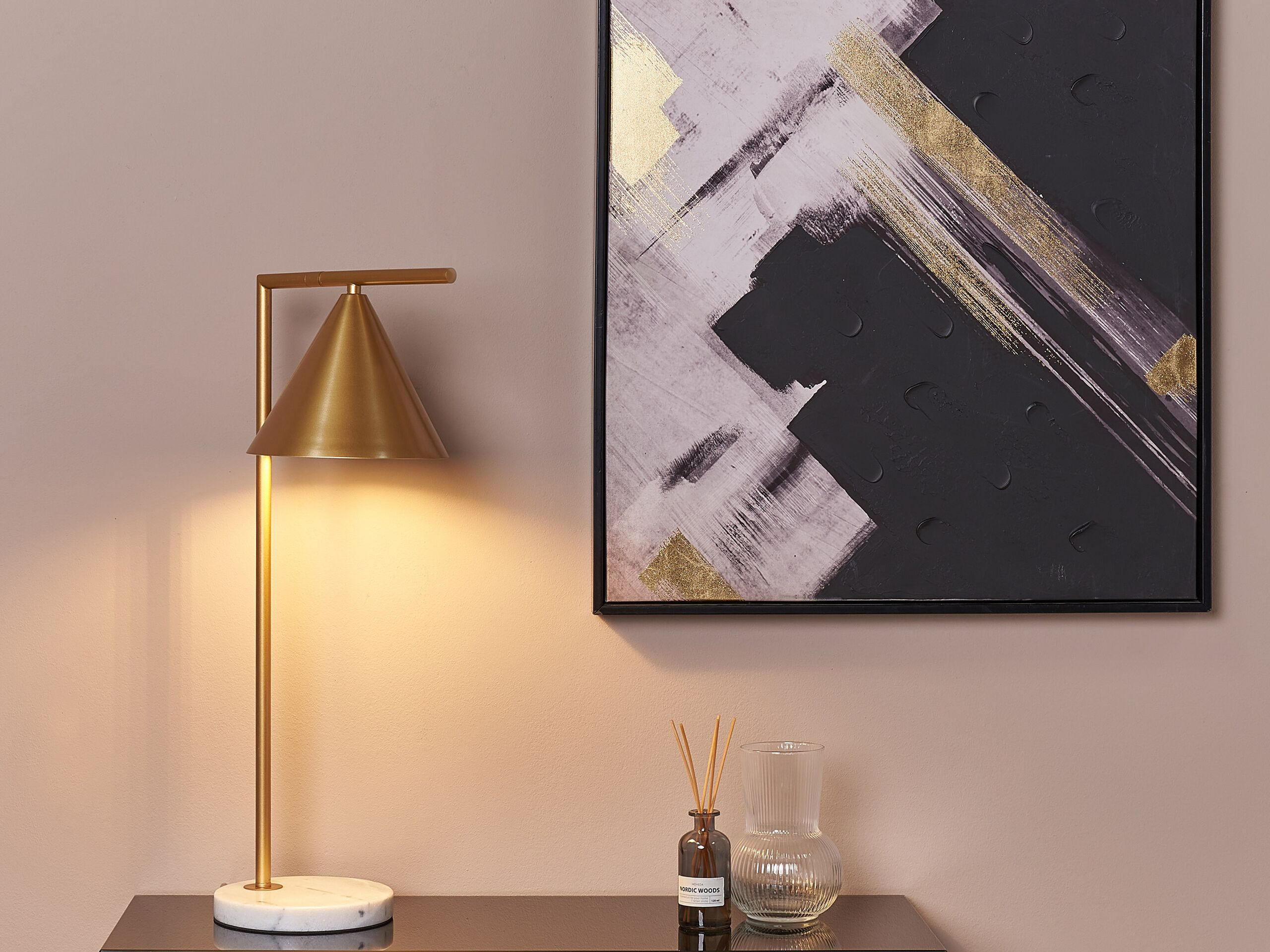 TISCHLAMPE Mocal 20/26/65 cm - Goldfarben, Metall (20/26/65cm) - Beliani