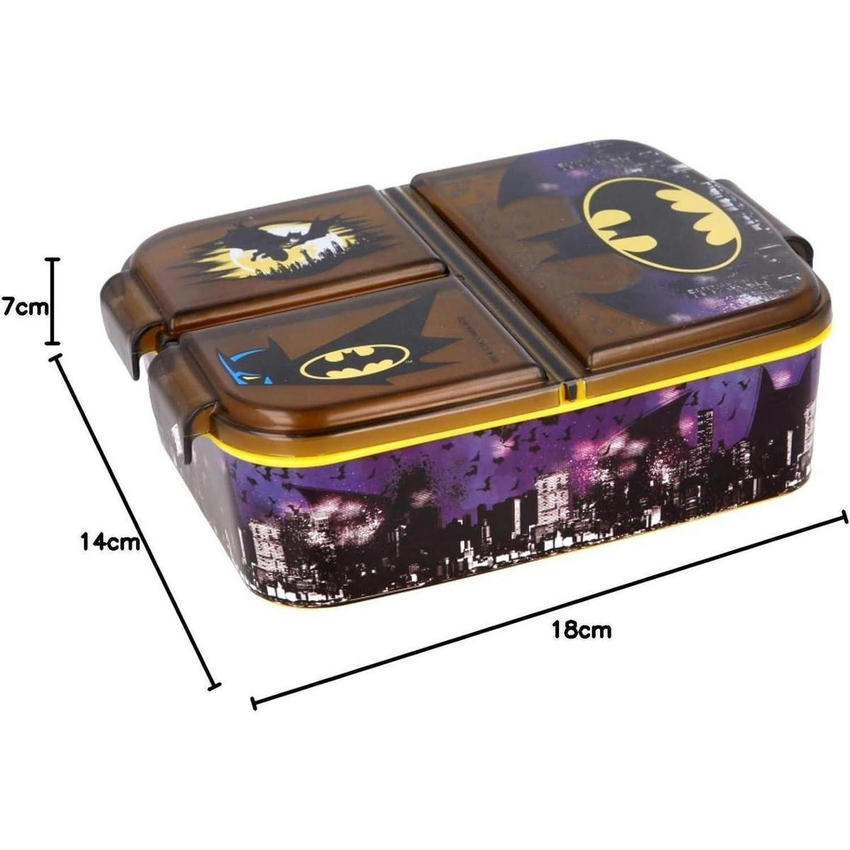 BROTDOSE mit Fächern Batman 18 cm - Multicolor, Kunststoff (14/7/18cm)