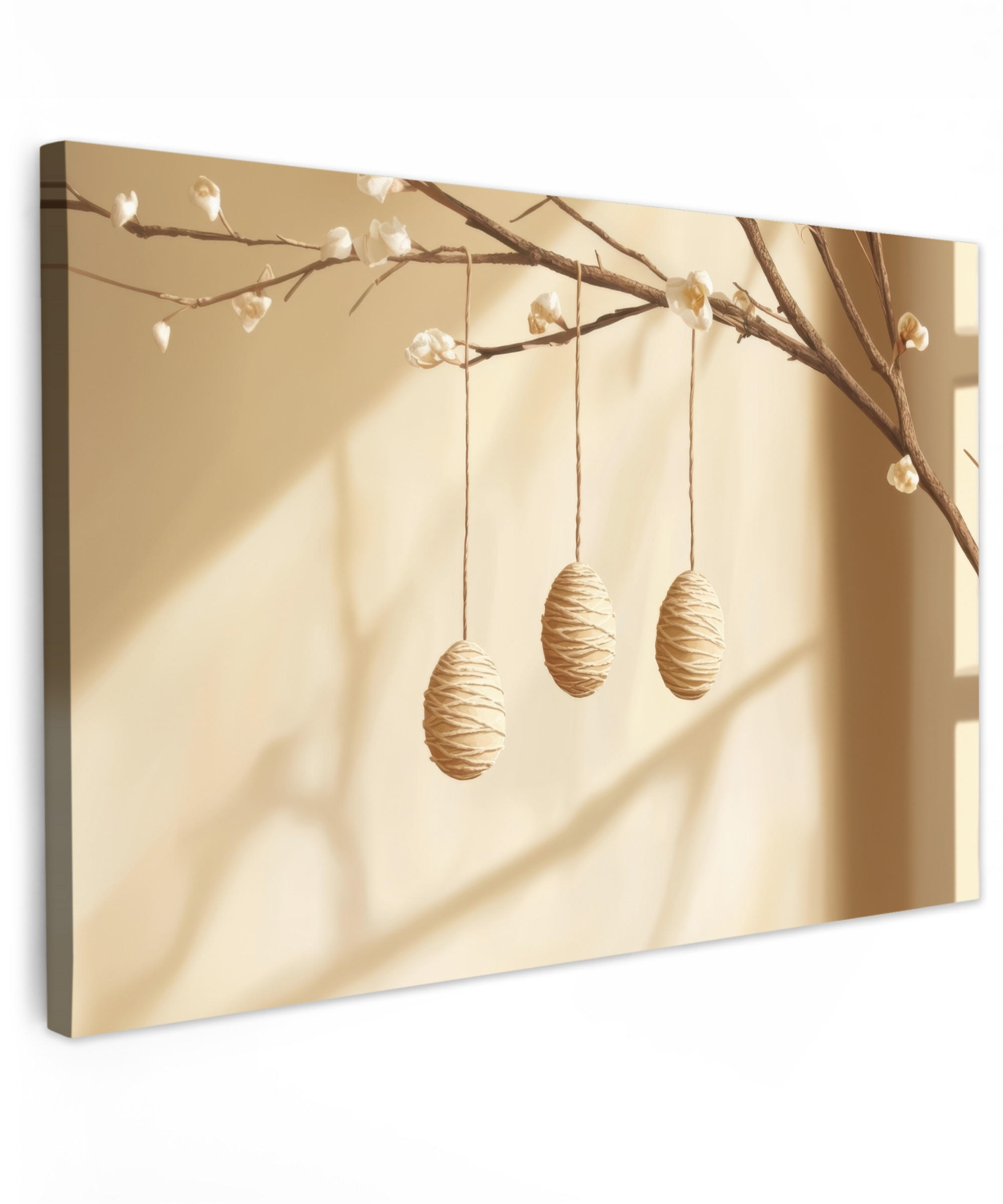 LEINWANDBILD Beige - Osterkuchen - Eier XXL 150x100 cm - Beige, Textil (150/100cm) - MuchoWow