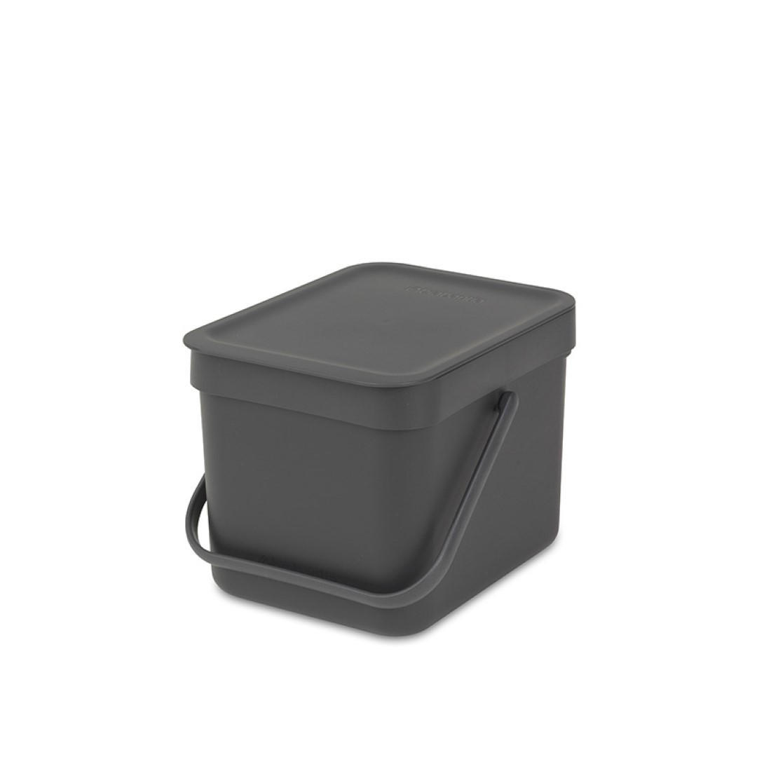 MÜLLEIMER Mit Stay Open Deckel 6 Liter 18 x 20 x 24,5 cm Kunststoff Dunkelgrau - Grau, Kunststoff (20/18.1/24.5cm) - PROREGAL