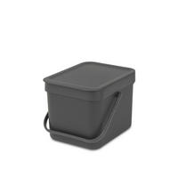 MÜLLEIMER Mit Stay Open Deckel 6 Liter 18 x 20 x 24,5 cm Kunststoff Dunkelgrau - Grau, Kunststoff (20/18.1/24.5cm) - PROREGAL