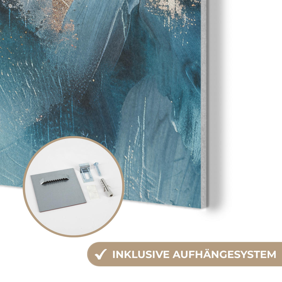 AKUSTIKPANEEL Abstrakt - Kunst - Gold - Blau 70x100 cm - Petrol, Textil (70/0.9/100cm) - MuchoWow