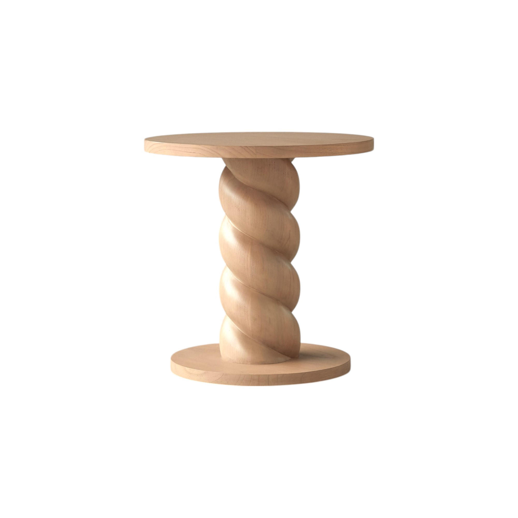 BEISTELLTISCH Liza Beige aus Helles Mindiholz - Beige, Holz (48/48/50cm) - Tikamoon
