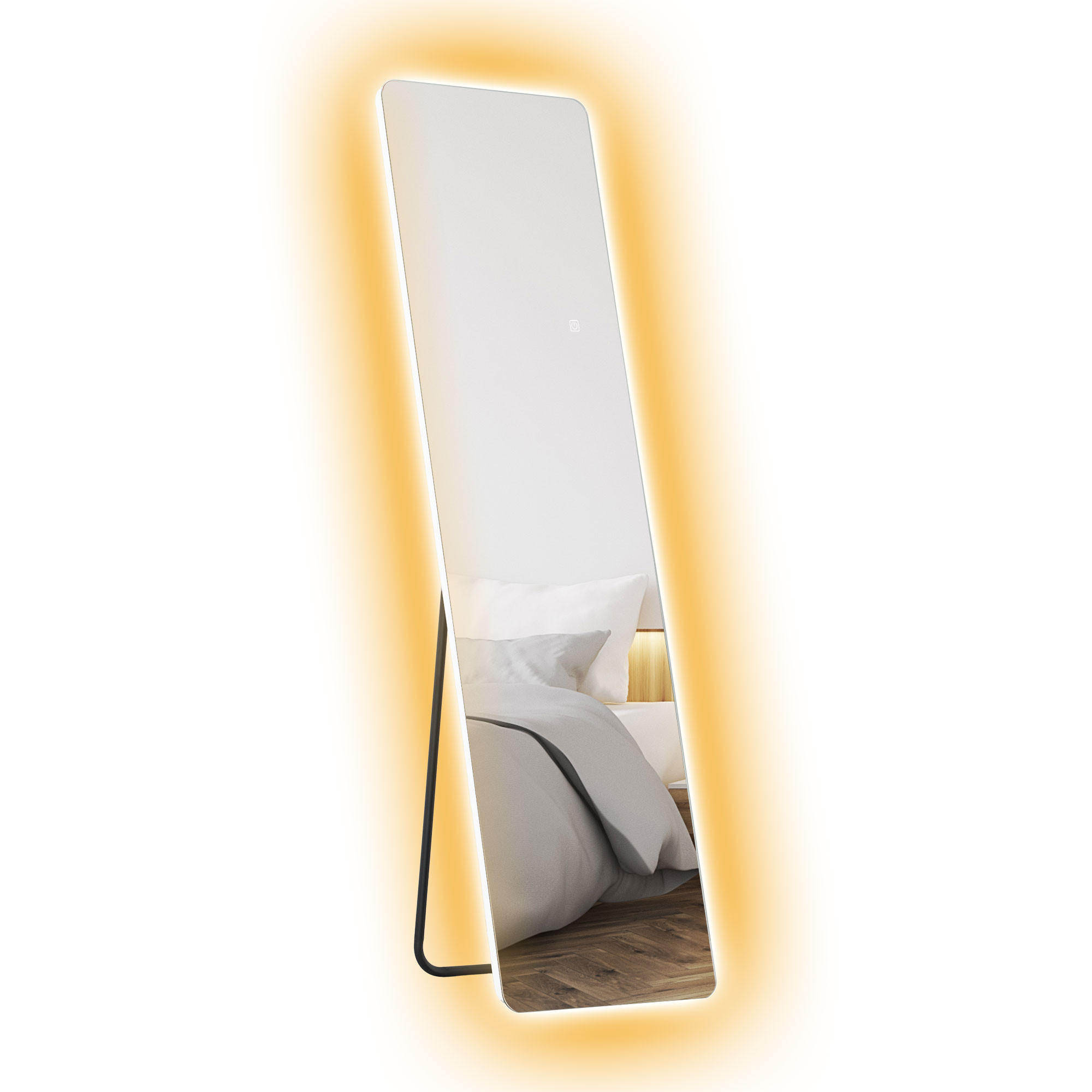 GANZKÖRPERSPIEGEL, 150 x 40 cm Standspiegel mit LED-Beleuchtung, Transparent - Transparent, Metall (40/150/3cm) - HOMCOM