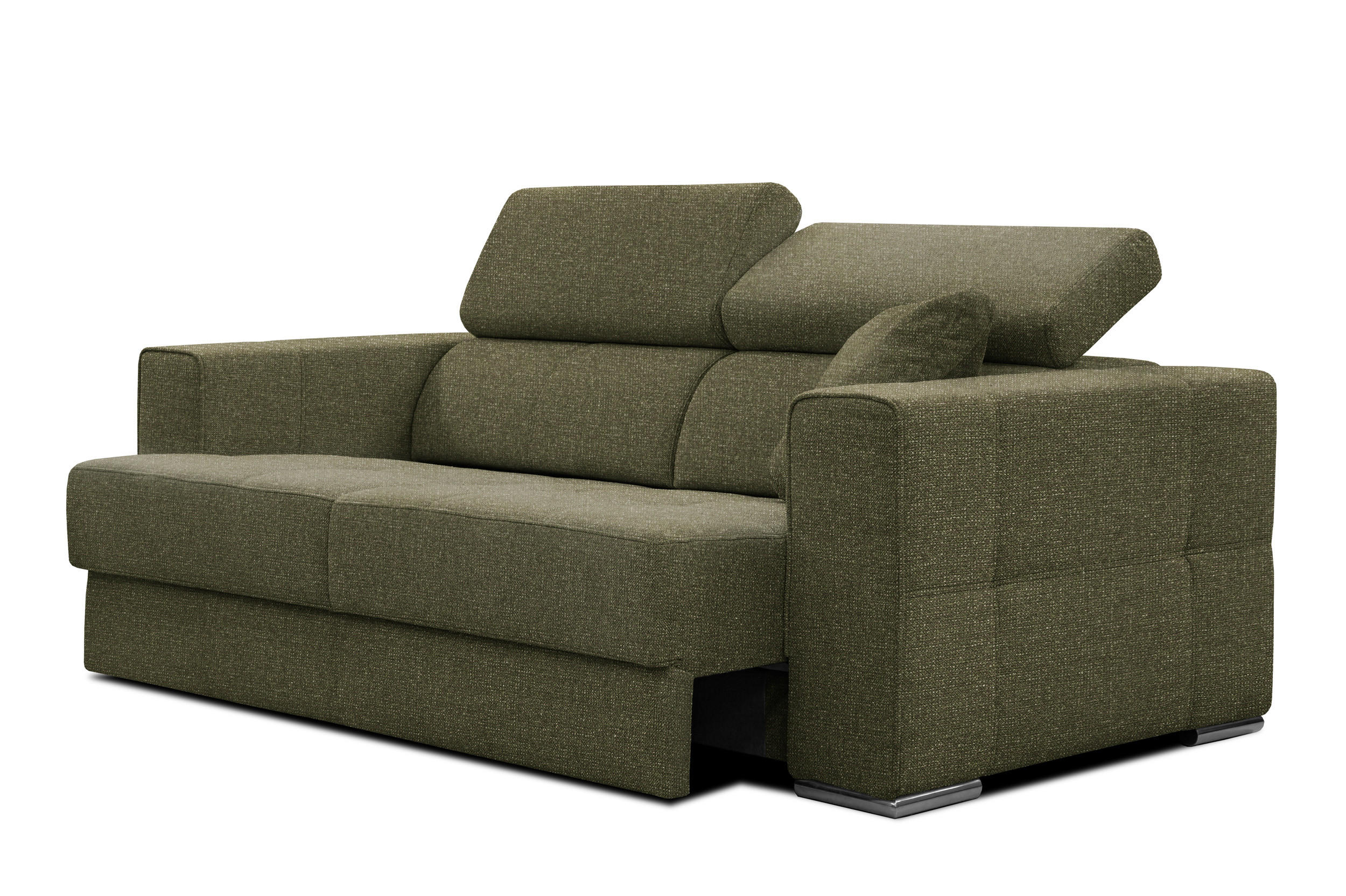 SOFA QUARTZ 3-Sitzer mit Ausziehsitz, olivgrün - Olivgrün, Holzwerkstoff/Textil (202/80/102cm) - Courtois Laville