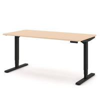 SCHREIBTISCH Elektrisch höhenverstellbarer Schreibtisch Y-Line Curved Kiesel Schwarz 180/80/62-127cm - Beige/Schwarz, Holzwerkstoff/Metall (80/180/127cm) - ASSMANN