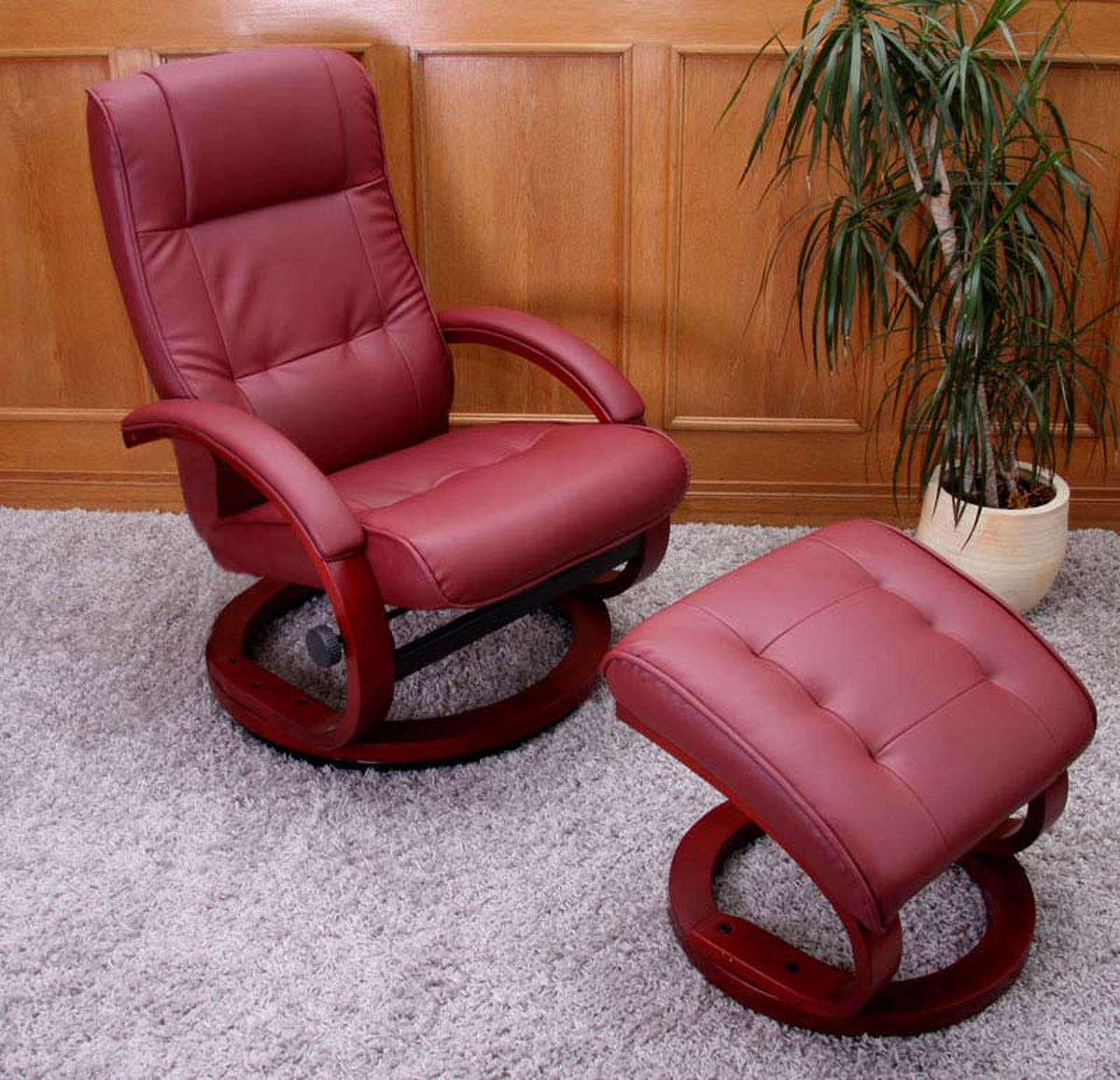 RELAXSESSEL MIT HOCKER Bordeaux - Bordeaux, Textil (66/104/89cm) - MCW