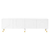 TV-SCHRANK Weiß 180/40/50 cm, 4 Türen, Bogenrelief, Massivholzbeine - Weiß, Holzwerkstoff (180/50/40cm) - PANGIVO