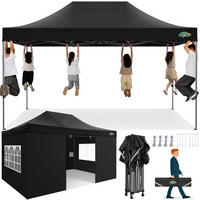 FALTPAVILLON 3x4,5m Schwarz mit 4 Seitenteilen - Schwarz, Textil (300/320/450cm)