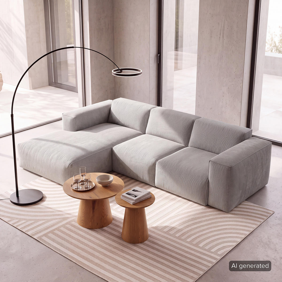 3-SITZER ECKSOFA mit Longchair - Schwarz/Grau, Kunststoff/Textil (251/173cm) - home24