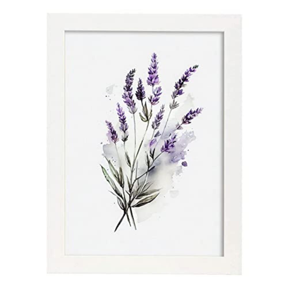 POSTER Lavendel 5 Im Nordischen Stil. A4 Weißer Rahmen - Weiß, Papier (29.7/5/21cm) - Nacnic