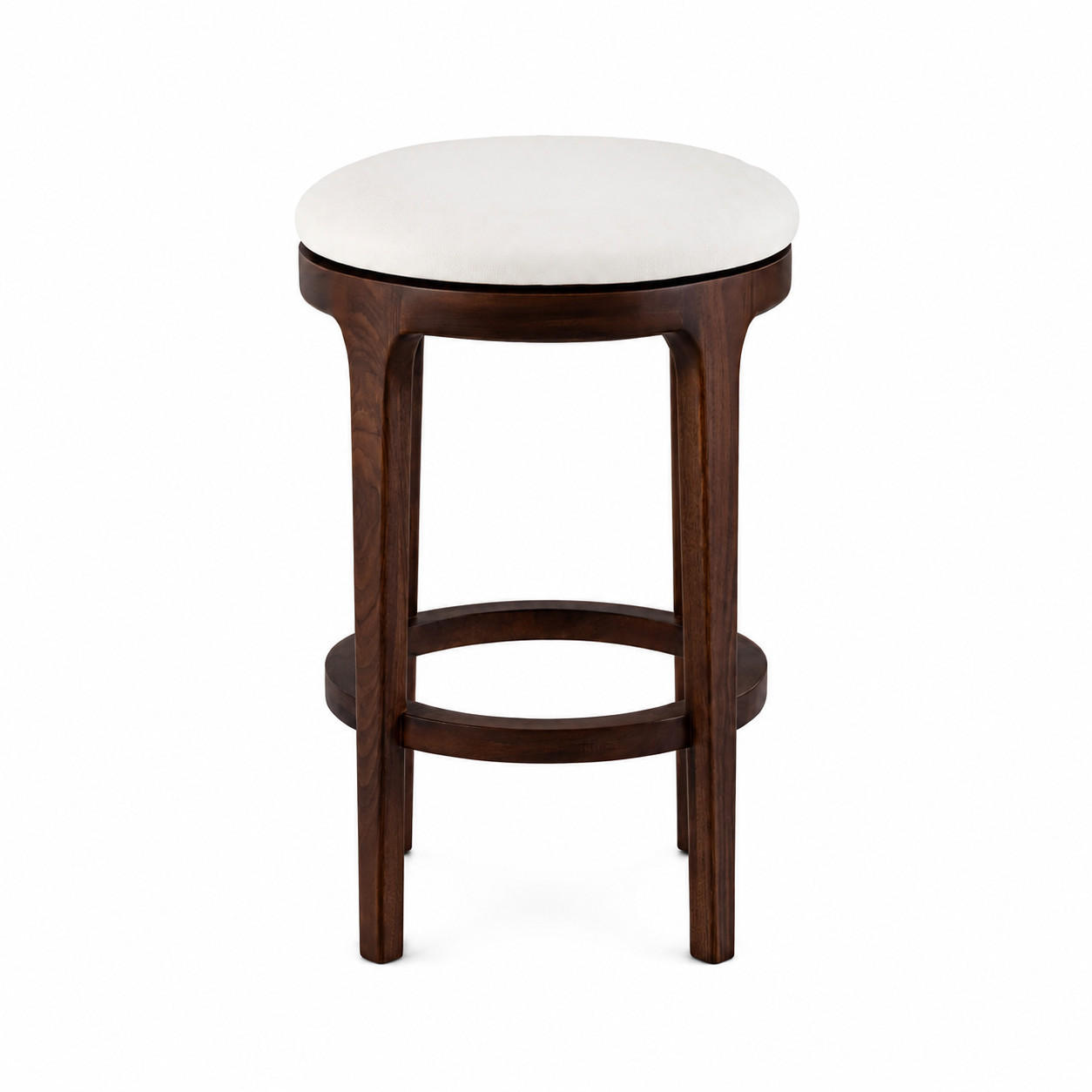 BARHOCKER Nature, Walnuss, Kunstleder Weiß - Walnussfarben, Holz (43/66/43cm) - WOODEK
