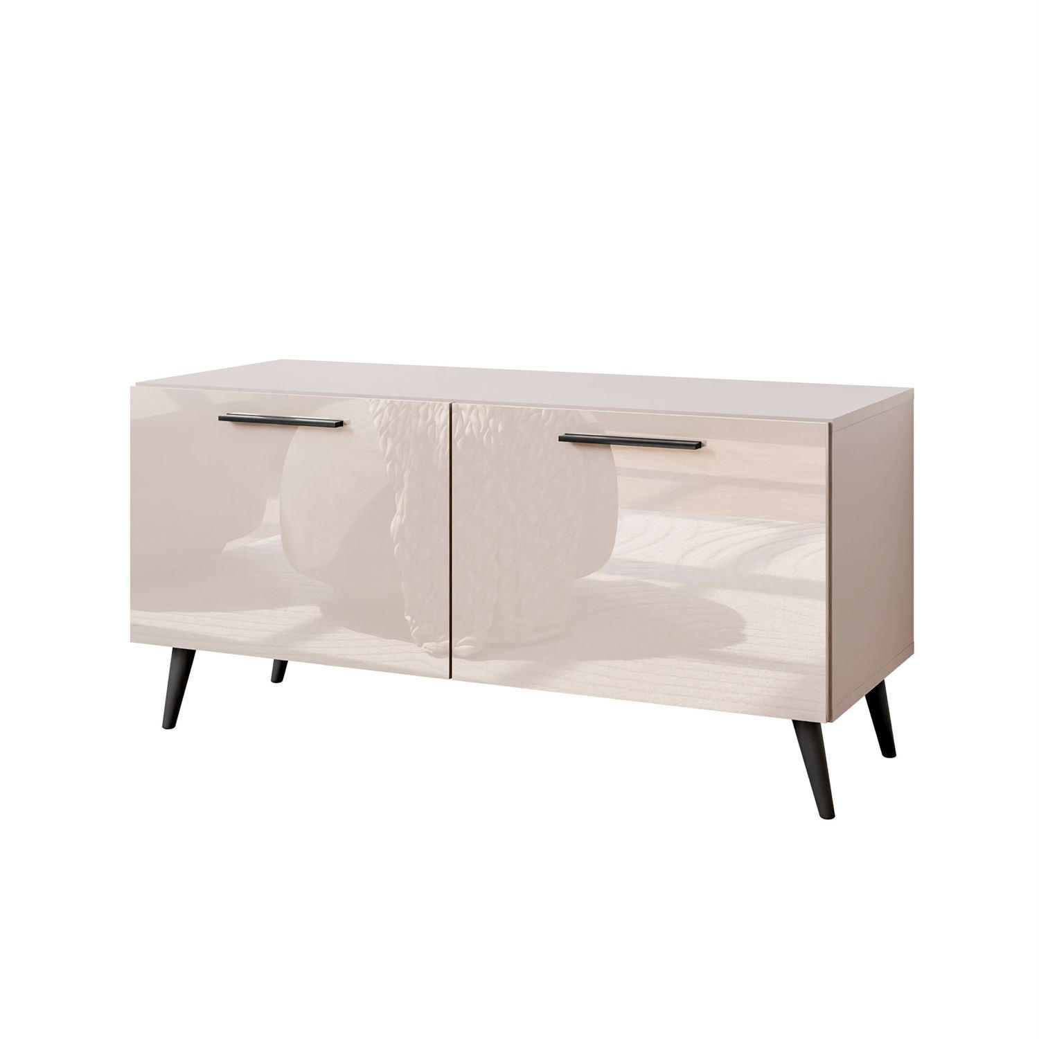 TV-ELEMENT AURA 100 KASCHMIR Hochglanz auf schrägen schwarzen Beinen + LED - Kaschmir/Schwarz, Holzwerkstoff (100/49/40cm) - Lookway