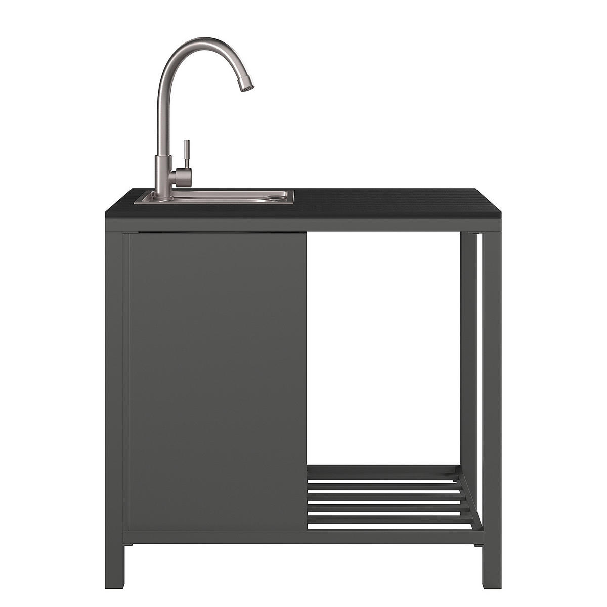 GARTENSPÜLTISCH - Aluminium / Kunststoff - Schwarz - Schwarz, Kunststoff/Metall - home24