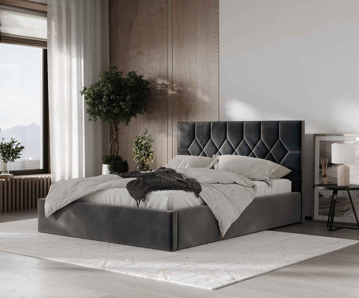 POLSTERBETT Brisa 160/200 cm Anthrazit im Paros Stoff - Anthrazit/Schwarz, Holz/Holzwerkstoff (160/200cm) - AltaBeds