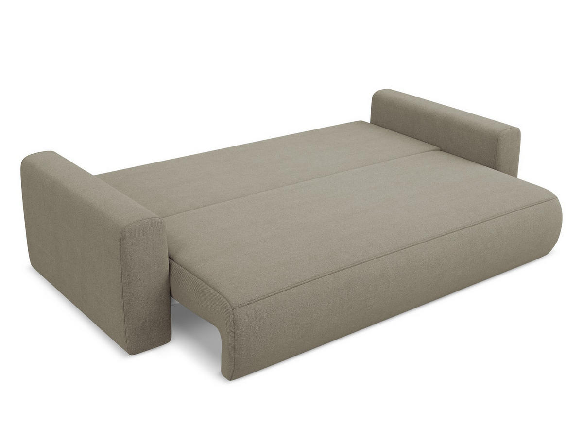 3-SITZER SOFA mit Schlaffunktion Strukturstoff Stoff Beige - Beige/Schwarz, Kunststoff/Textil (238/82/105cm) - Makamii