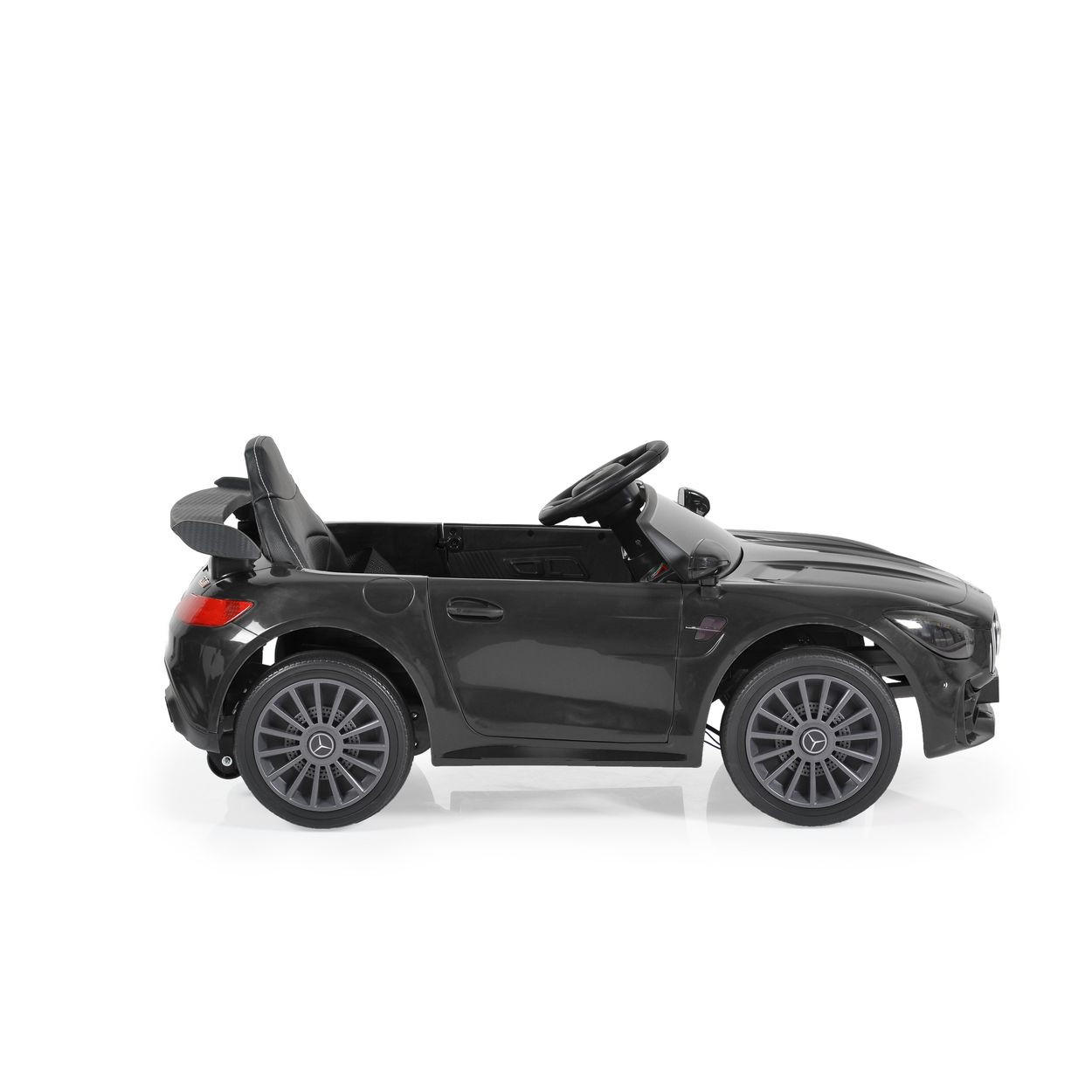 ELEKTROAUTO Mercedes AMG GTR schwarz EVA-Reifen, Musikeffekte, Fernbedienung - Schwarz, Kunststoff (99/55/41cm) - Moni