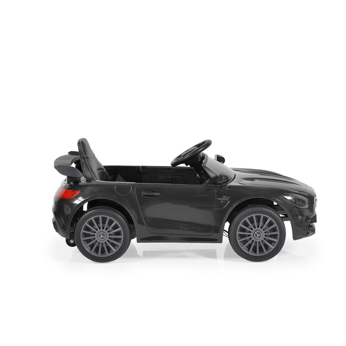 ELEKTROAUTO Mercedes AMG GTR schwarz EVA-Reifen, Musikeffekte, Fernbedienung - Schwarz, Kunststoff (99/55/41cm) - Moni