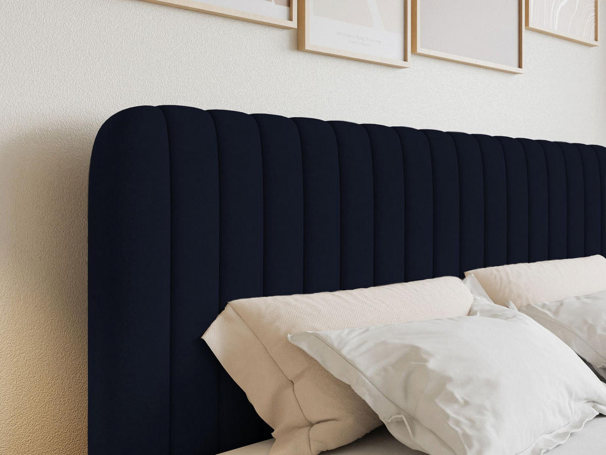 BOXBETT Saliano mit Topper und Samtbezug Dunkelblau, 200x200 cm - Dunkelblau, Kunststoff/Textil (200/200cm) - Selsey