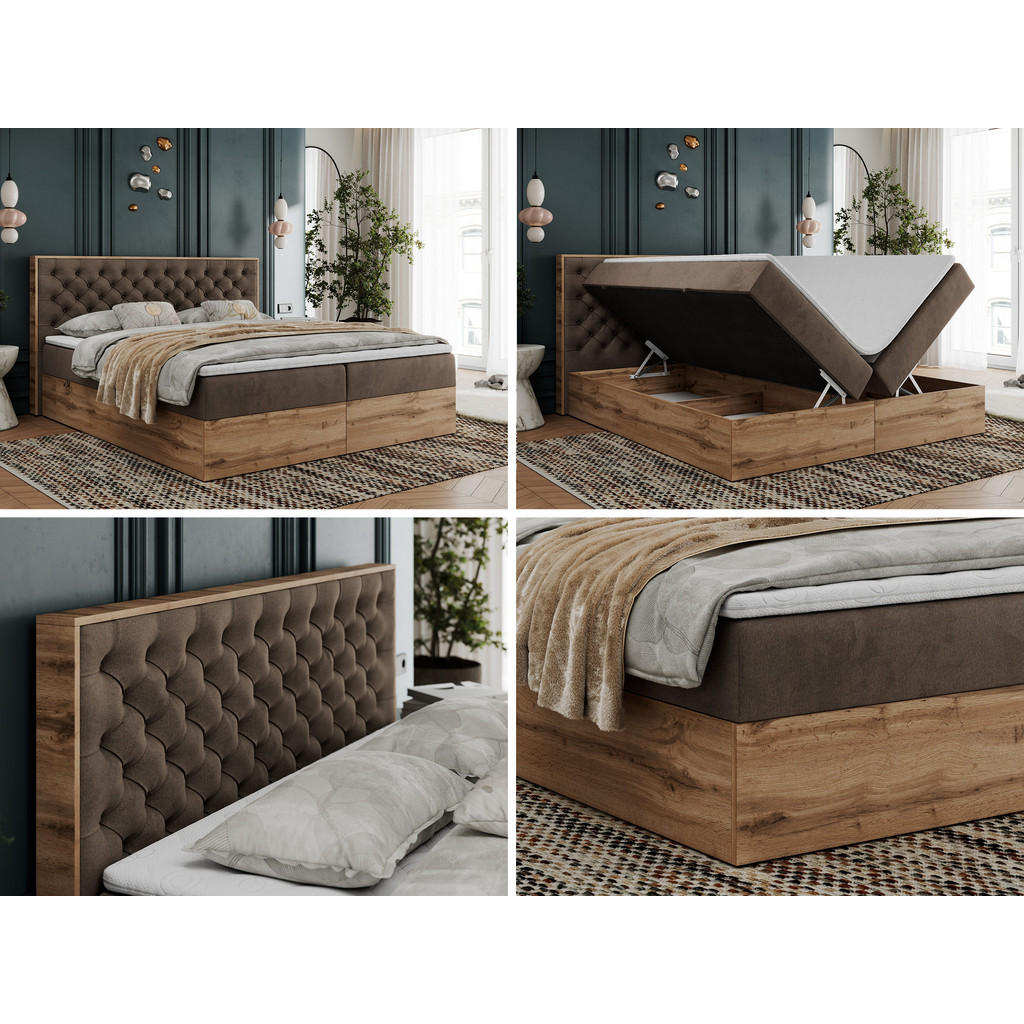 Thumbnail - MKS Boxbett, Braun, Textil, 2-Sitzer, H4, 7-Zonen, Rechteckig, 200x200 cm, Schlafzimmer, Betten, Boxspringbetten