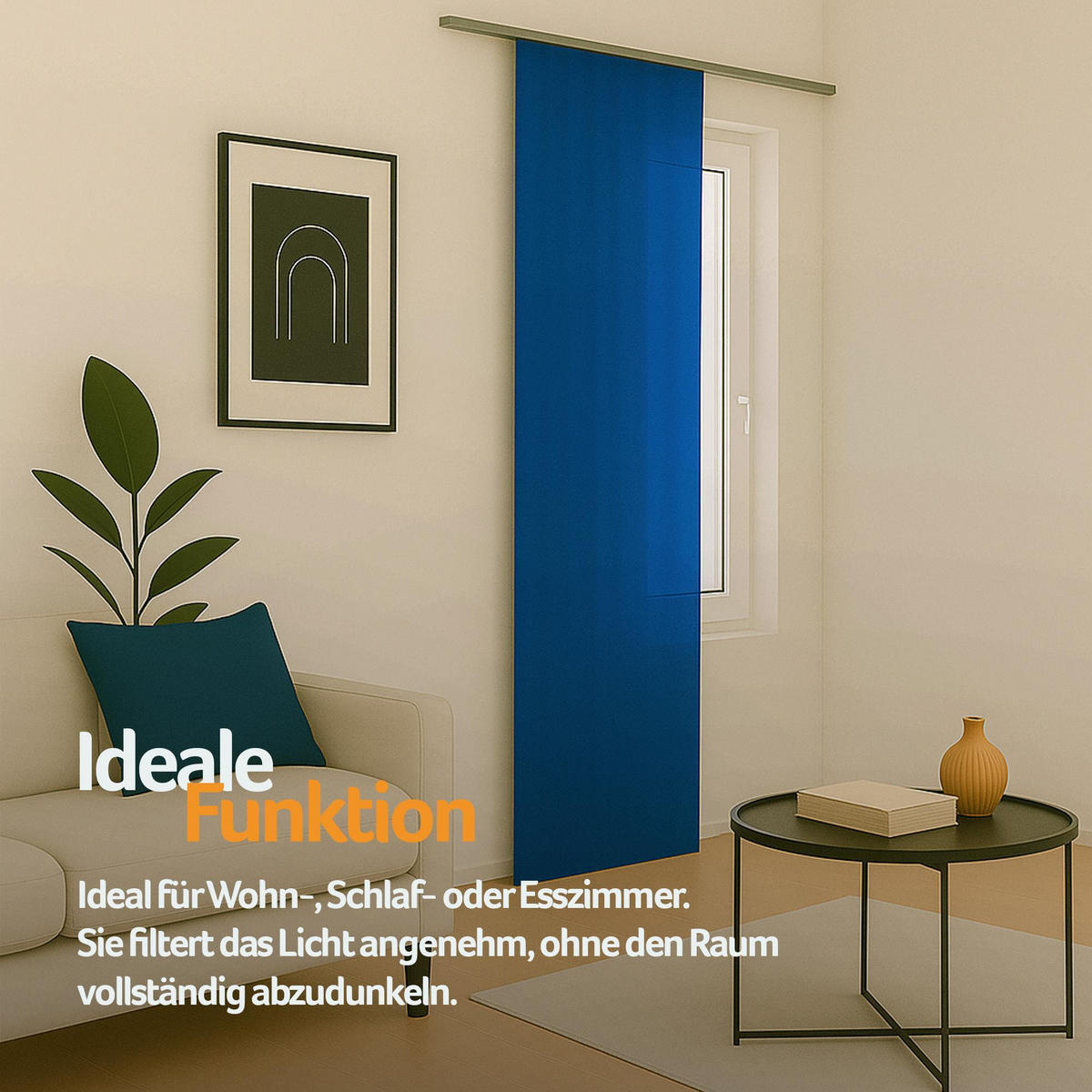 FLÄCHENVORHANG blickdicht 60x245 cm Blau ohne Technik - Blau, Textil (60/245cm)