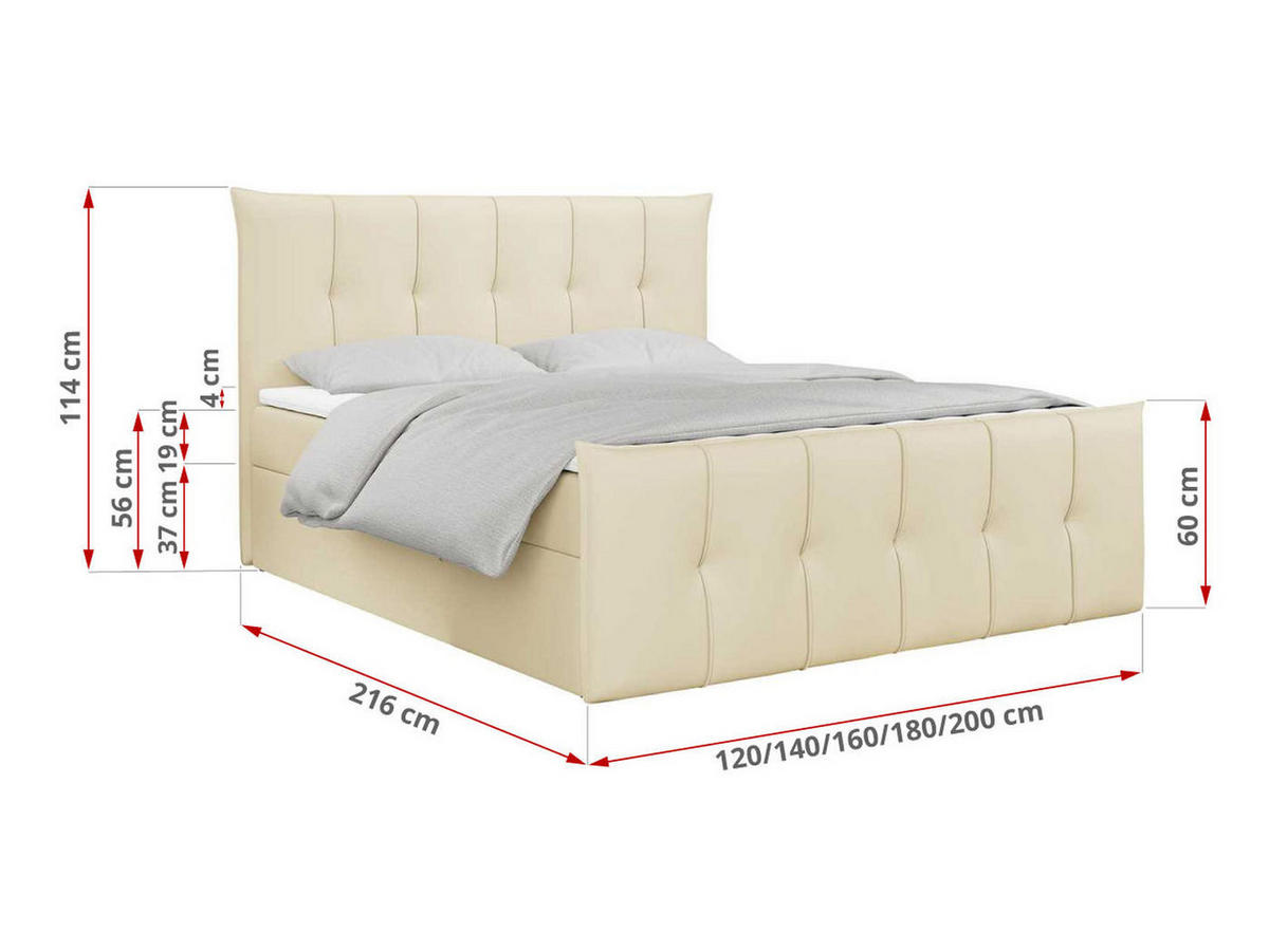 BOXBETT PREMIUM 11 200/200 Creme Kunstleder - H4 - Creme, Holz/Textil (200/200cm) - MKS
