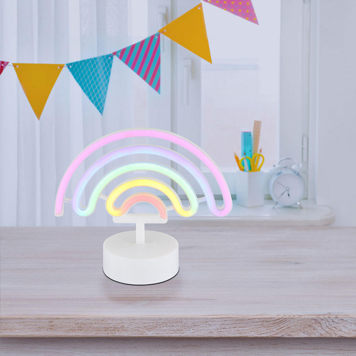 LED TISCHLEUCHTE Pelangi Weiß - Weiß, Kunststoff (22.5/10/19.5cm) - Globo Lighting