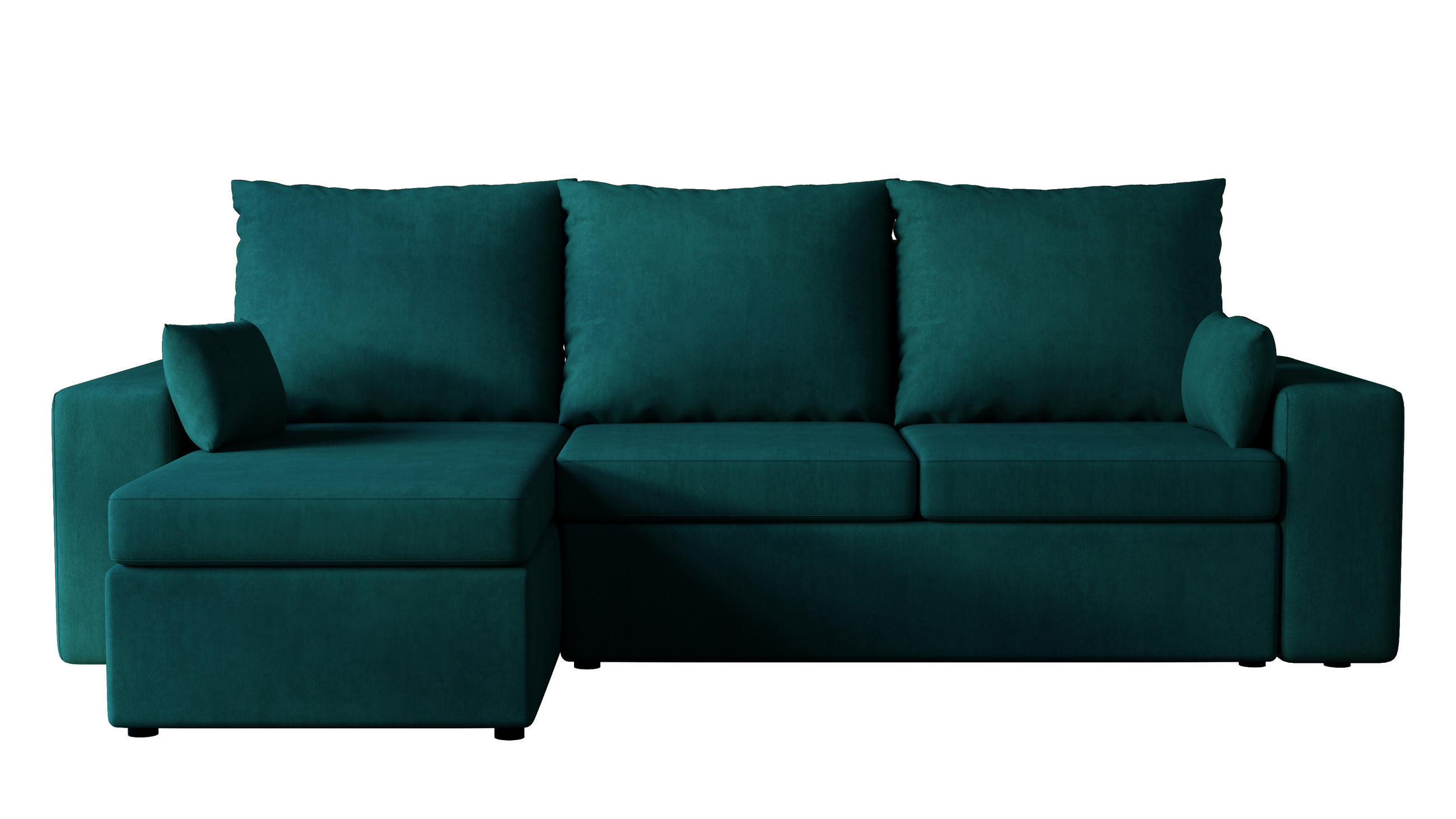 ECKSOFA Paco mit Bettkasten und Schlaffunktion, L-Form/XL-Form, Velourstoff, Universal - Türkis, Holzwerkstoff (246/145cm) - 4ALL HOME