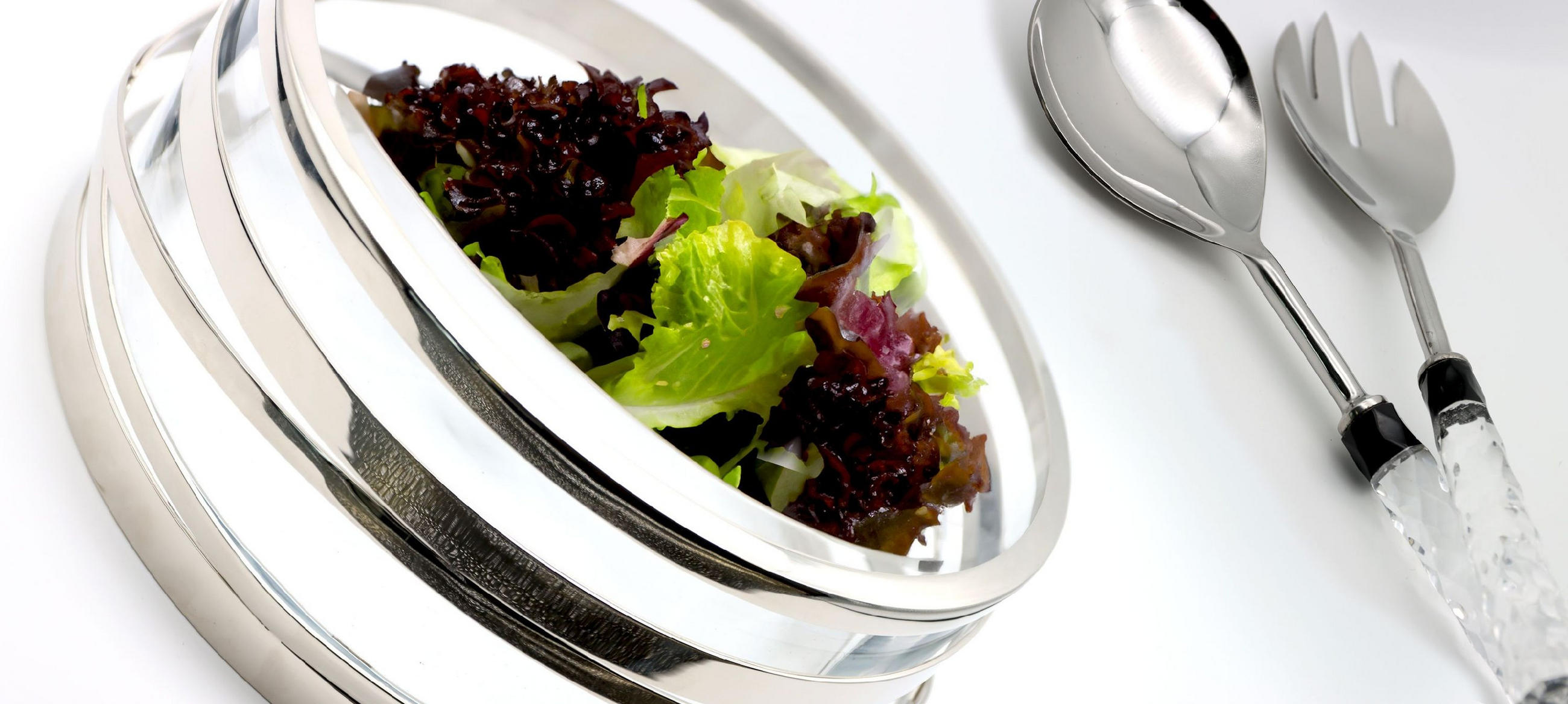 SCHALEN-SET Table 3-tlg. - Transparent, Metall (27cm) - FURNARO