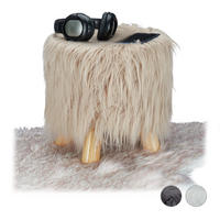 HOCKER - Beige, Holz/Holzwerkstoff (31/31/31cm) - Relaxdays