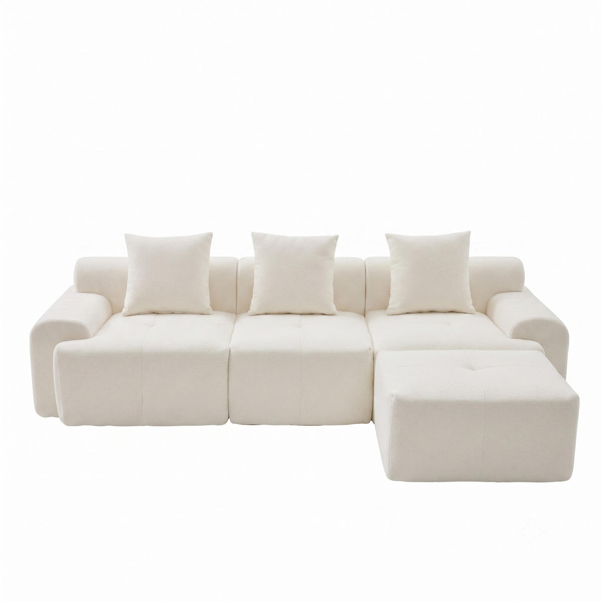 ROHOVÁ POHOVKA modulární pohovka béžová ve tvaru L s taburetem a paměťovou pěnou - béžová, textil (97/100cm) - Urban Meuble