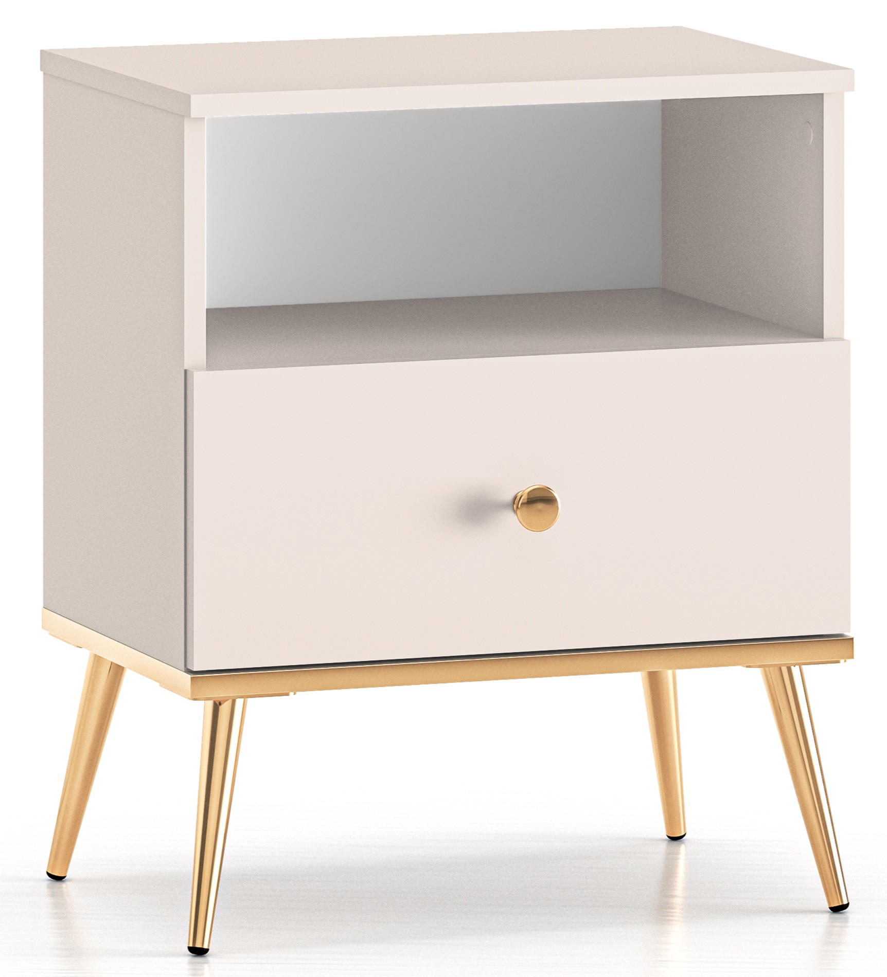 NACHTTISCH Selgin Greige 50 cm - Taupe/Goldfarben, Holzwerkstoff/Metall (50/60/33.4cm) - Selsey