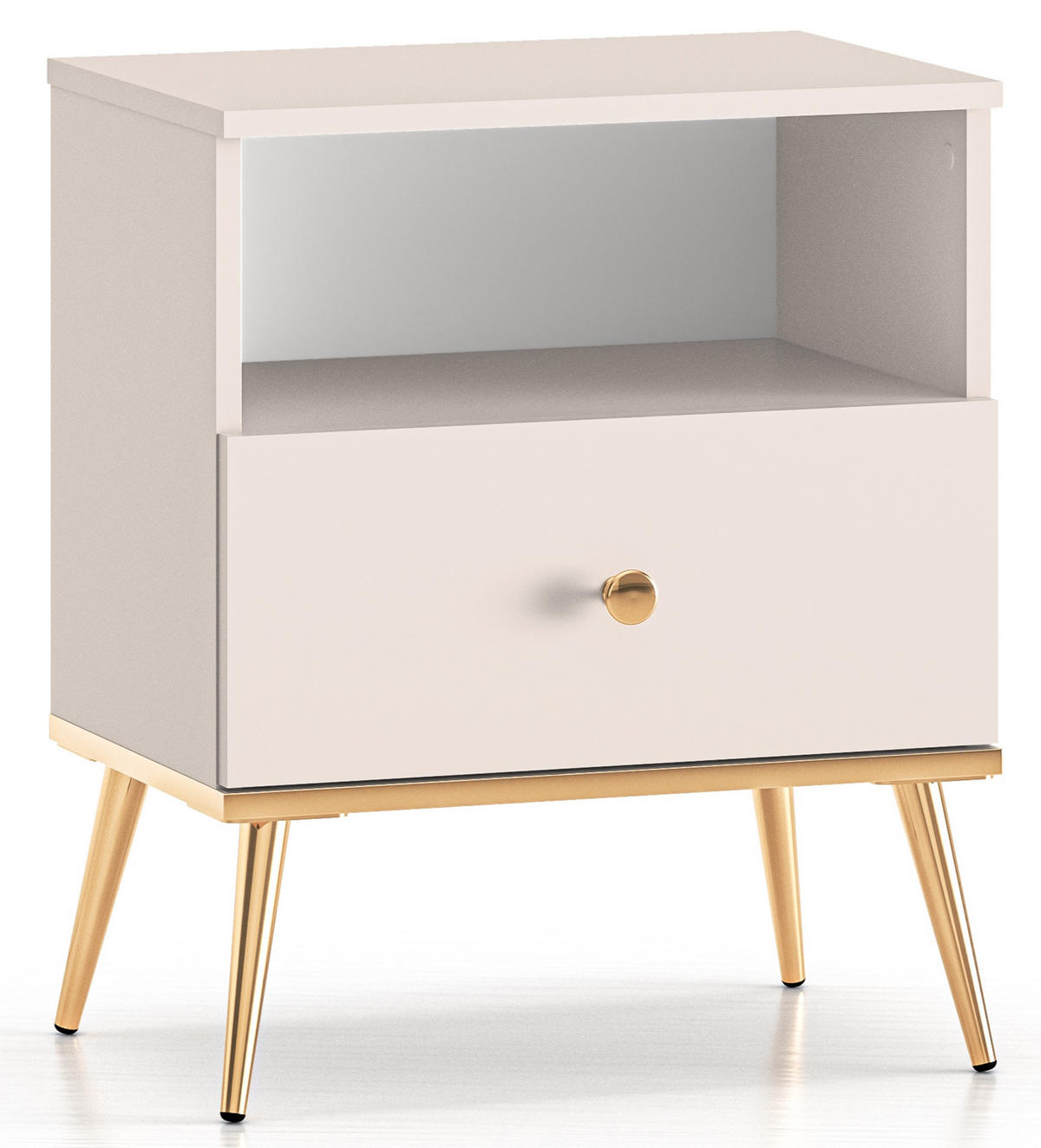 NACHTTISCH Selgin Greige 50 cm - Taupe/Goldfarben, Holzwerkstoff/Metall (50/60/33.4cm) - Selsey
