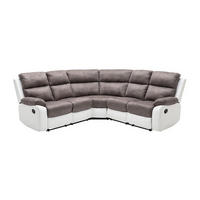 RELAXSOFA - 5 Personen - stoff - grau, weiß Tolzano - Weiß/Grau, Kunststoff/Textil (226/100.5/226cm) - Vente-Unique