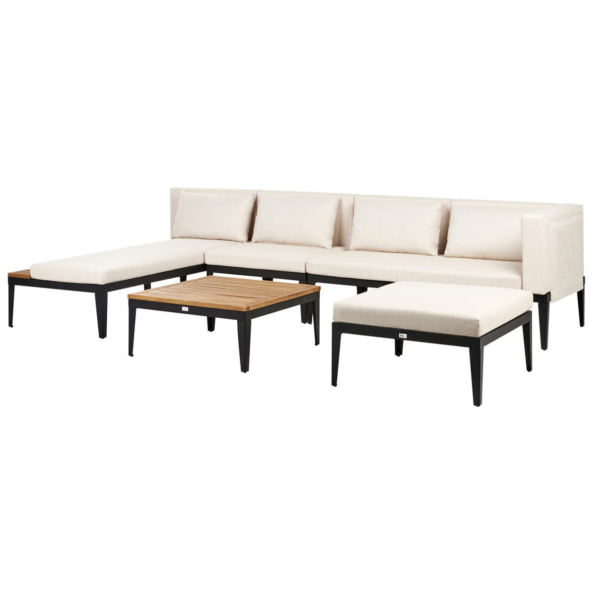 LOUNGE-SET 4-Sitzer Beige Bracciano - Hellbraun/Beige, Holz - Beliani