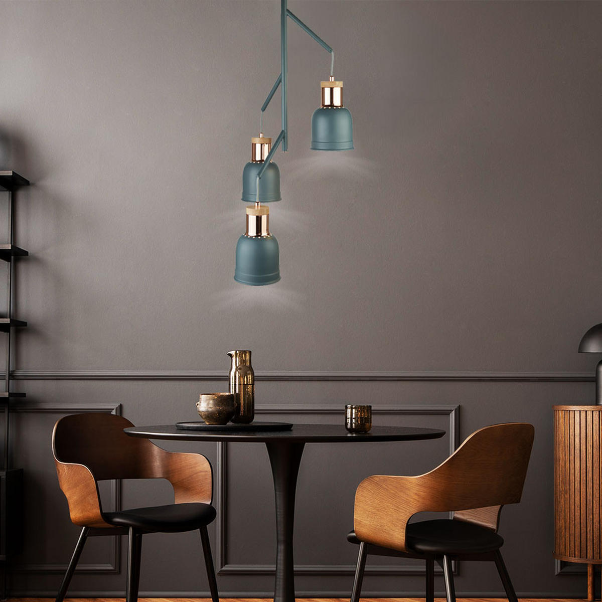 HÄNGELEUCHTE BARHAM Grau Matt Kupfer - Grau, Metall (38/38/177cm)