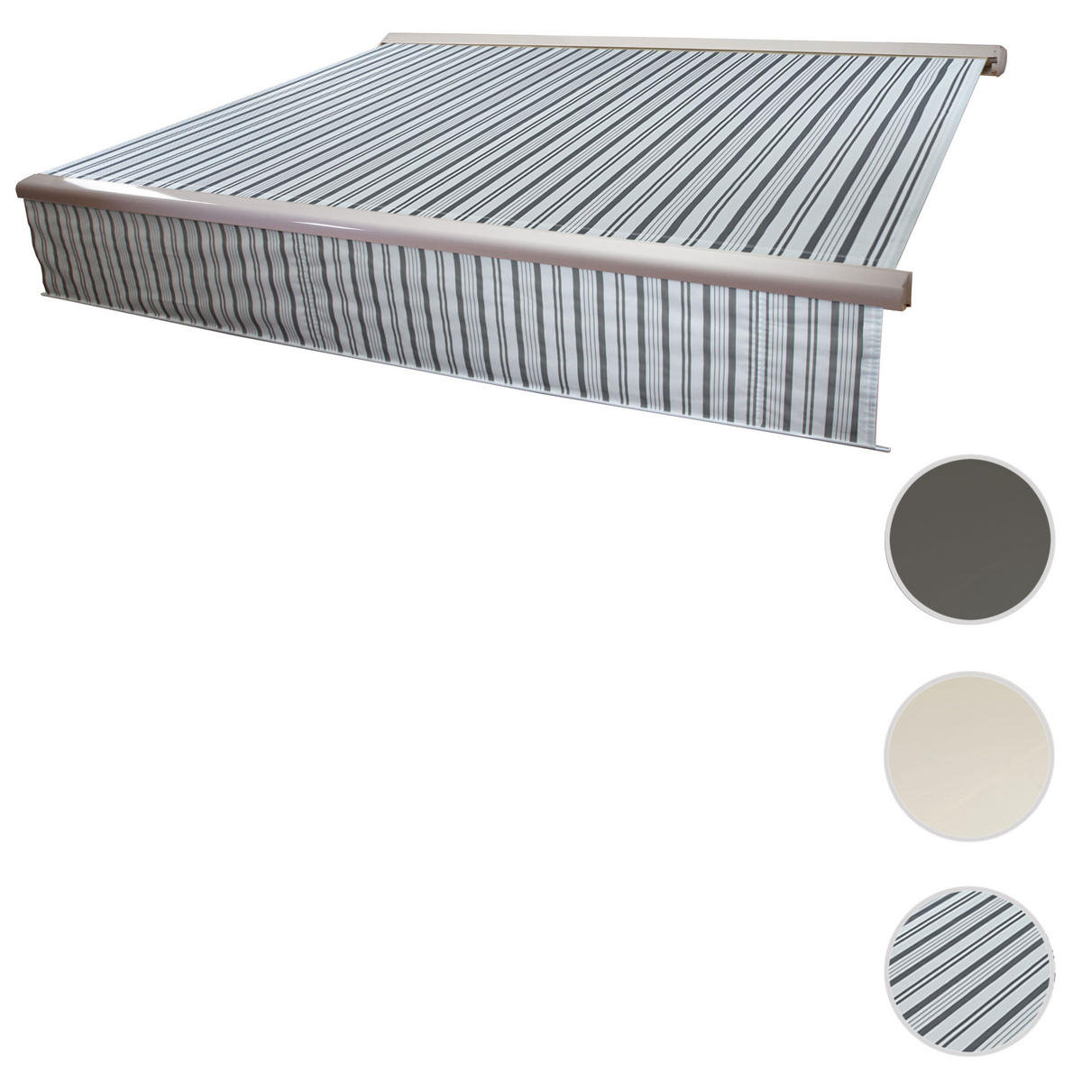 KASSETTEN-MARKISE VOLANT AUSFAHRBAR Grau, Weiß - Weiß/Grau, Textil (500/15/300cm) - MCW