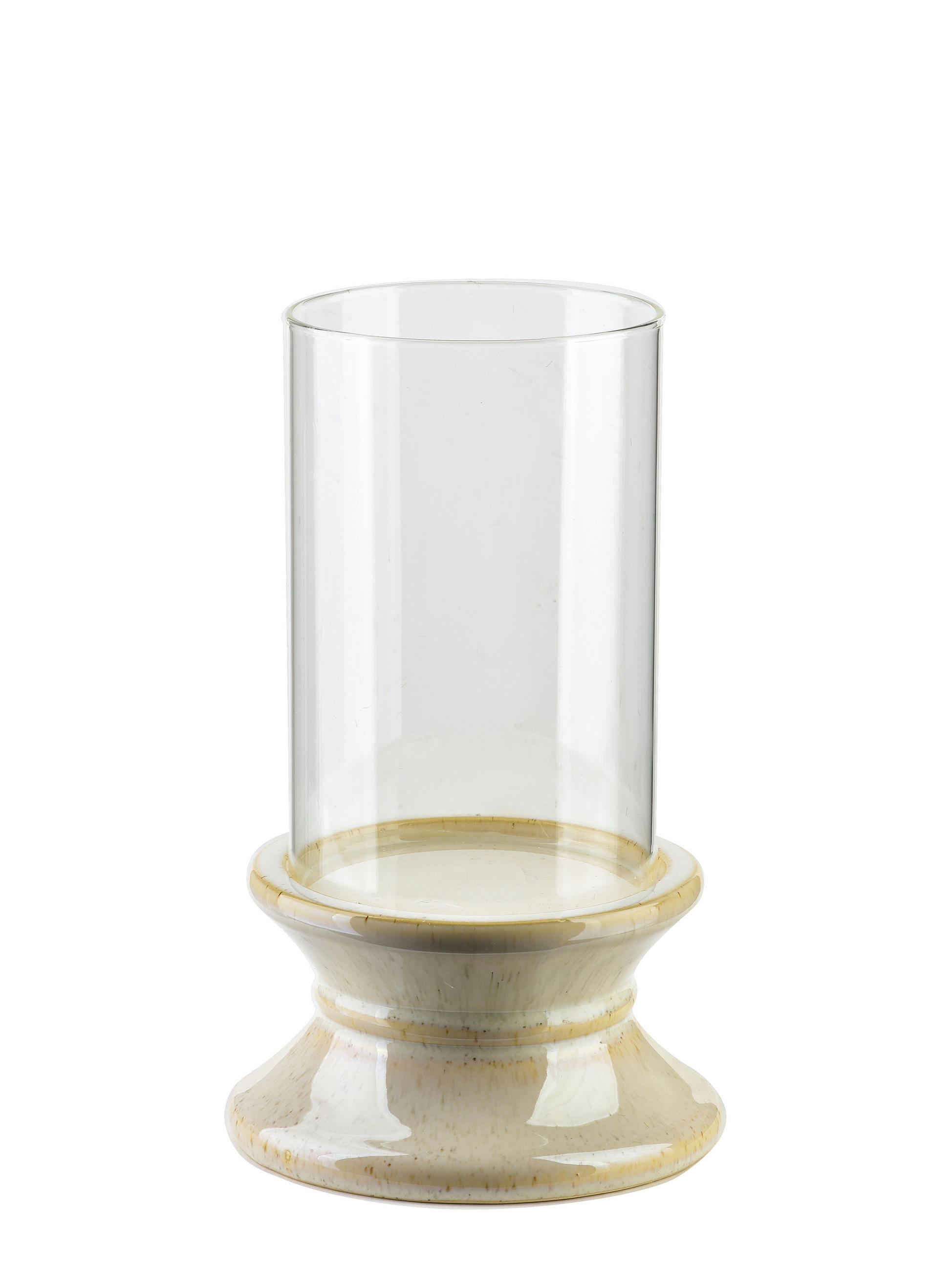 KERZENHALTER Evam Beige 14.5/14.5/24 cm Keramik und Glas - Beige, Keramik (14.5/24/14.5cm) - Mondex