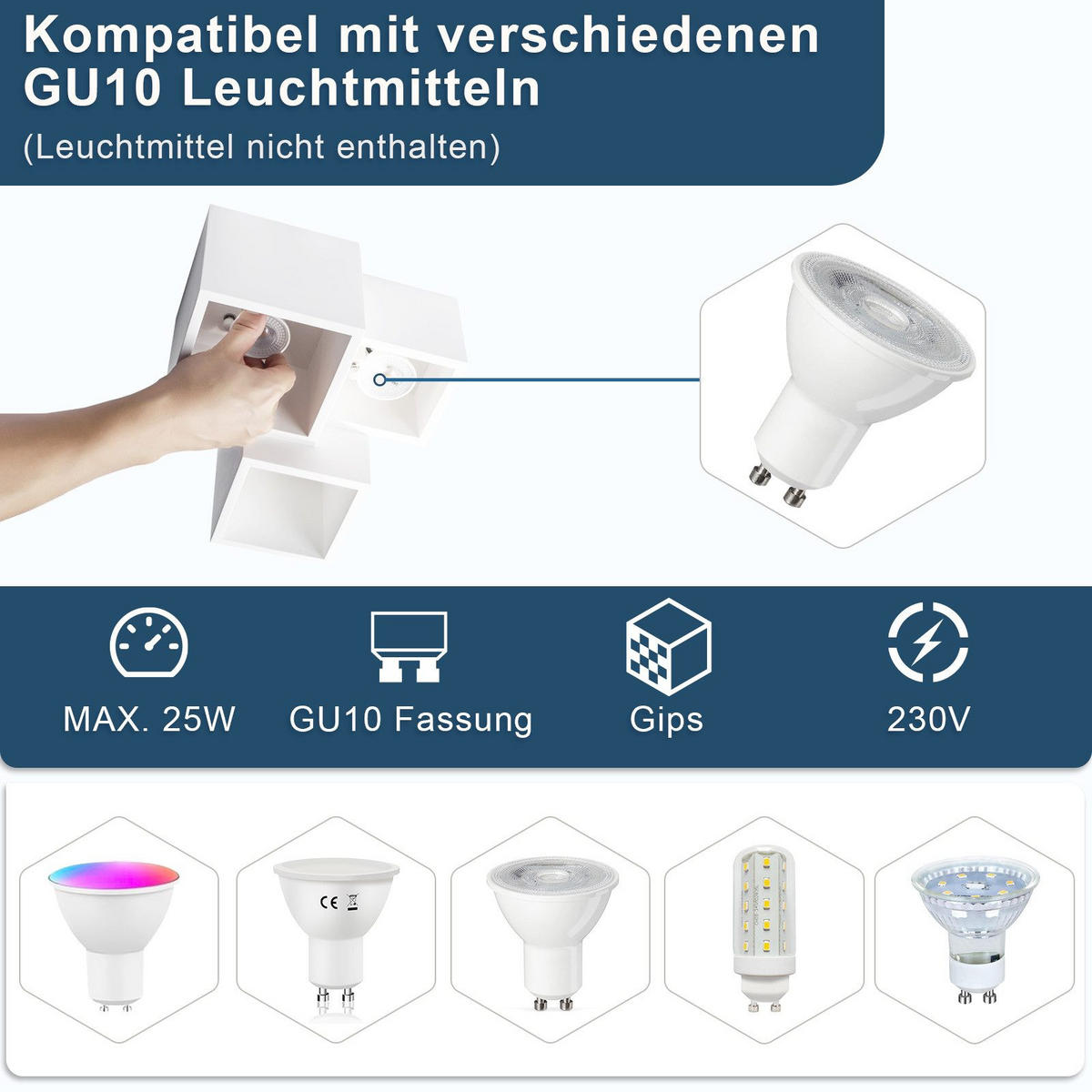 DECKENLEUCHTE Mabry 23/24/15.3cm - Weiß, Keramik (24/23/15.3cm) - Nettlife