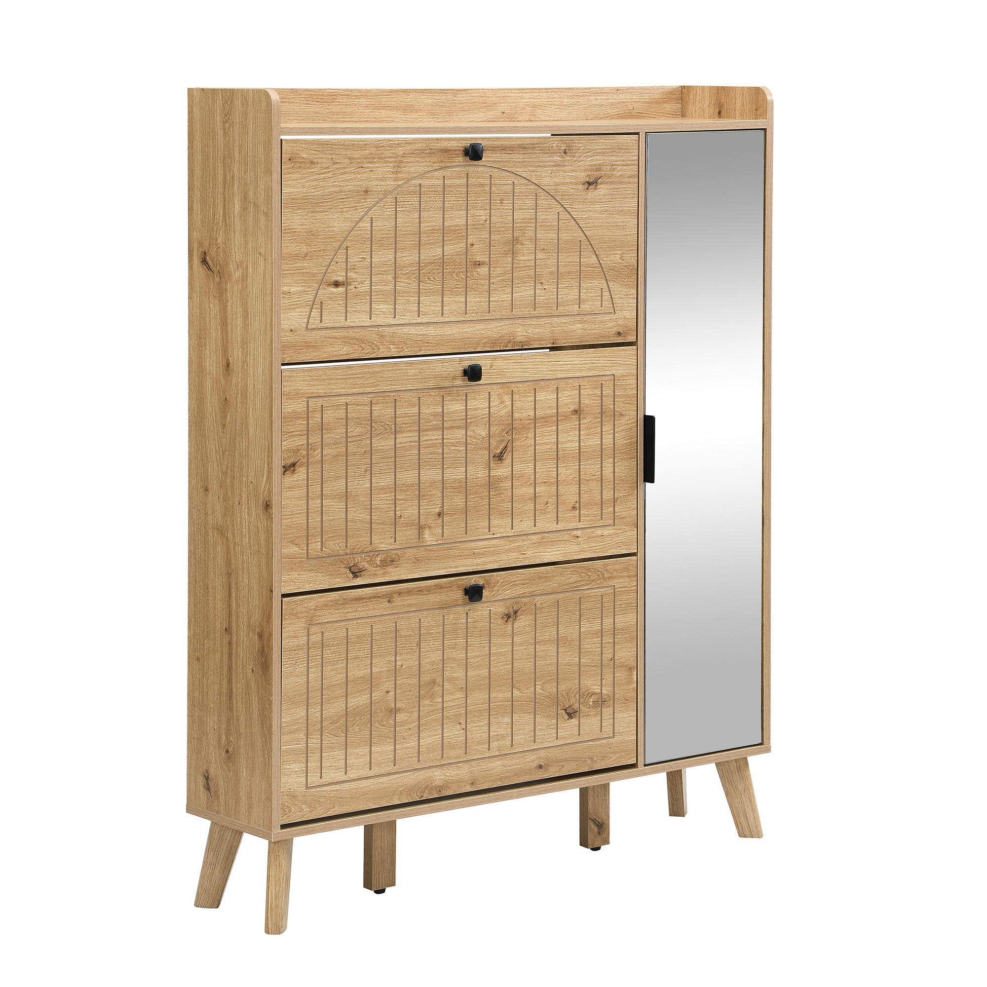 SCHUHKIPPER 110 cm in Holz-Optik - Naturfarben, Holzwerkstoff (110/137.5/24cm) - Urban Meuble