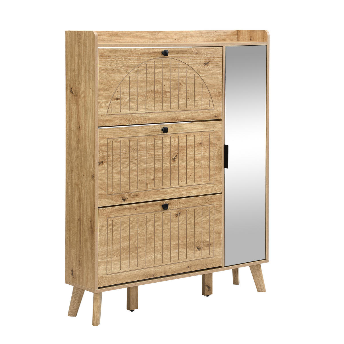 SCHUHKIPPER 110 cm in Holz-Optik - Naturfarben, Holzwerkstoff (110/137.5/24cm) - Urban Meuble