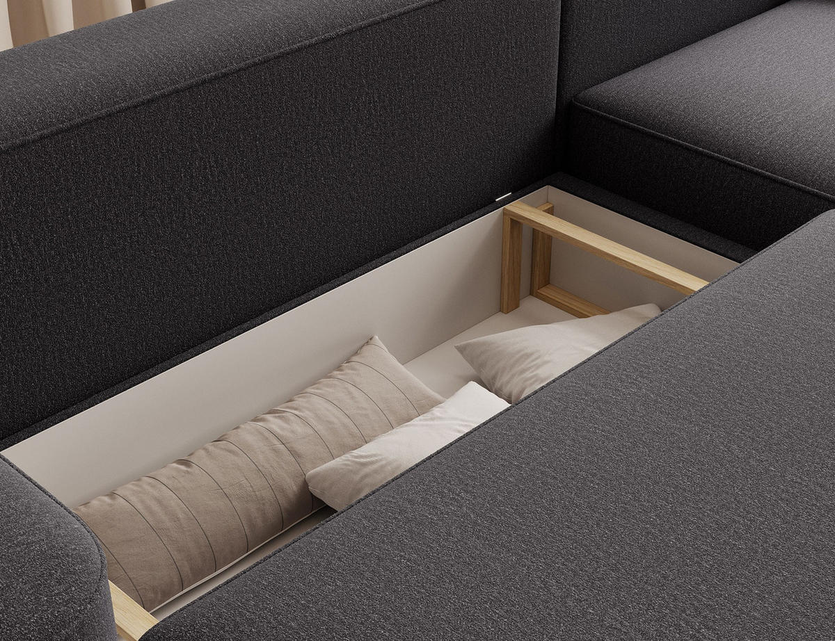 ECKSOFA RUMA - Dunkelgrau (Enjoy 05) - Dunkelgrau, Holzwerkstoff (285/180cm) - Möblo