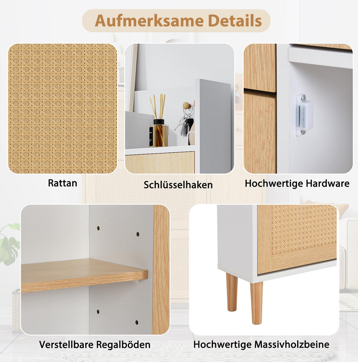 SCHUHSCHRANK 90/17/125 cm Natur/Weiß aus MDF mit 3 Klappen - Weiß, Holzwerkstoff (90/125/17cm) - OKWISH
