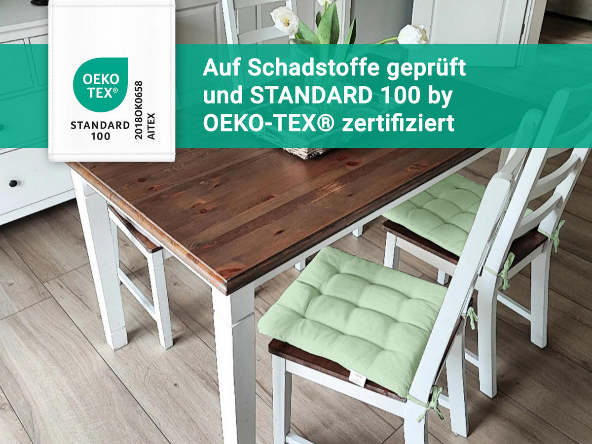 STUHLKISSEN, 4er-Set, 40x40 cm, 100% Polyester, Grün - Hellgrün, Textil (40/40/3cm) - Zollner