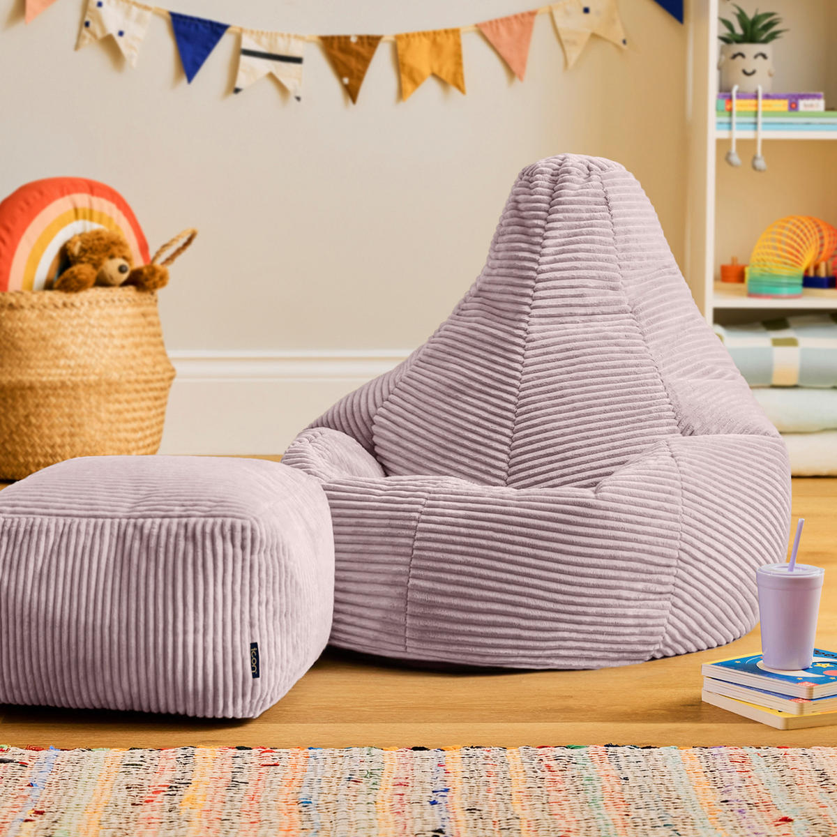 KINDERSITZSACK mit Hocker Dalton Cord - Flieder, Textil (69/59/65cm) - icon